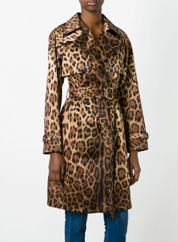 Trench Coat dengan Motif Animal Print